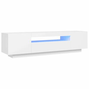 vidaXL ТВ шкаф с LED осветление, бял, 160x35x40 см