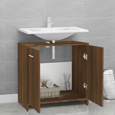 vidaXL Шкаф за баня, кафяв дъб, 60x33x60 см, инженерно дърво