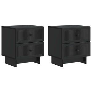 vidaXL Нощен шкаф 2 pcs Черно 43 x 34,5 x 47,5 см Инженерна дървесина