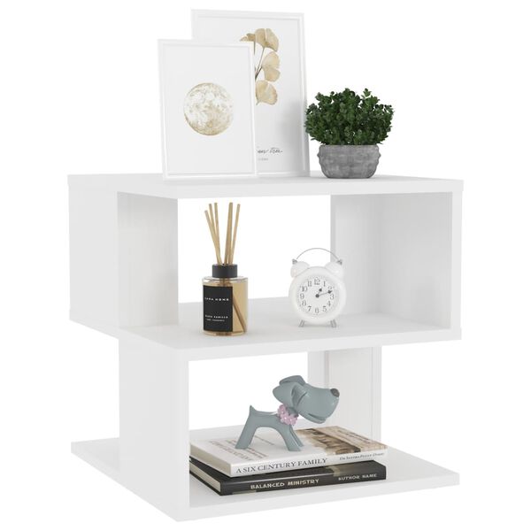 vidaXL Странична маса, бяла, 40x40x40 см, инженерно дърво