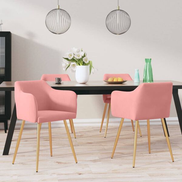 vidaXL Трапезни столове, 4 бр, розови, кадифе