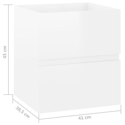 vidaXL Шкаф за мивка, бял гланц, 41x38,5x45 см, ПДЧ