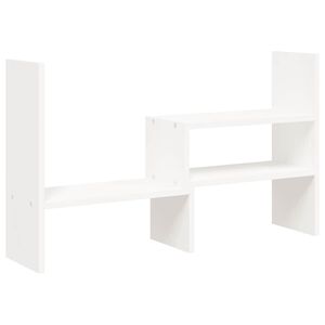 vidaXL Поставка за монитор, бяла, (39-72)x17x43 см, бор масив