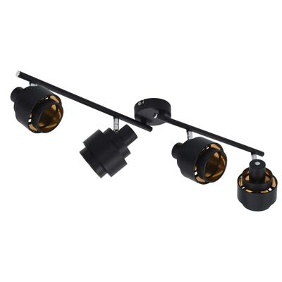 vidaXL 4-посочна спот лампа, черна, E14