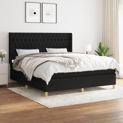 vidaXL Боксспринг легло с матрак, черно, 180x200 см, плат