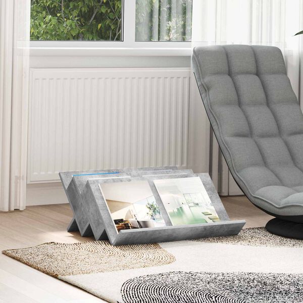 vidaXL Етажерка за списания с рафт Бетоново сиво 65 x 53 x 28,5 см