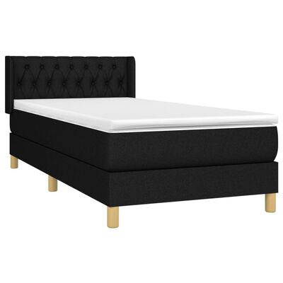 vidaXL Боксспринг легло с матрак, черно, 100x200 см, плат