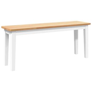 vidaXL Пейка 110 cm Бяла масивна дървесина Гума