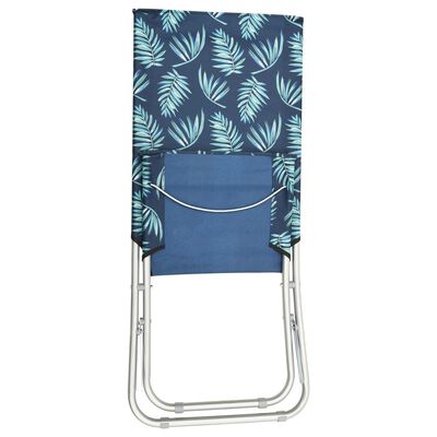 vidaXL Сгъваеми плажни столове, 2 бр, принт на листа, текстил