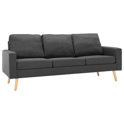 vidaXL 3-местен диван, тъмносив, текстил