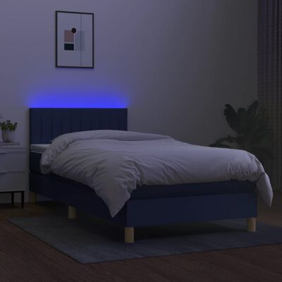 vidaXL Боксспринг легло с матрак и LED, синьо, 80x200 см, плат