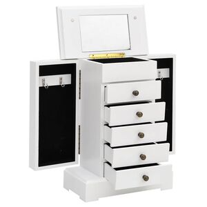 vidaXL Кутия за бижута с огледало, МДФ, 25x13,5 x 34 см