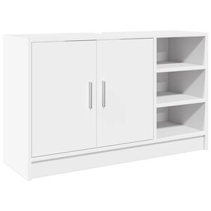 vidaXL Долен шкаф за мивка, бял, 90x29x55 см, инженерно дърво