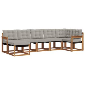 vidaXL Комплект дивани за открито 7 pcs Естествено и светло сиво