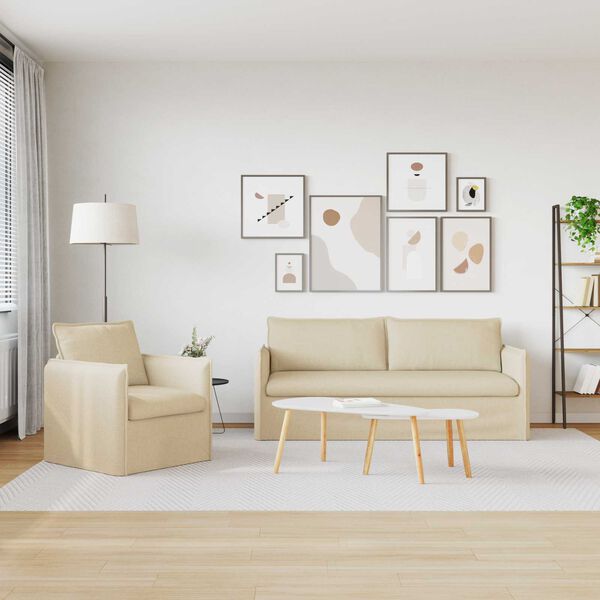 vidaXL Диван 2 pcs Крем 196 x 82 x 85 см текстил