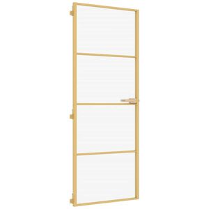 vidaXL Интериорна врата златиста 76x201,5 см закалено стъкло алуминий