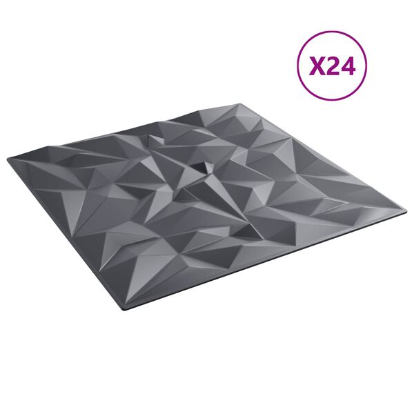 vidaXL Стенни панели 24 pcs Аметист Сив 50 x 50 cm XPS Пяна