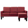 vidaXL 3-местен диван с поставка за крака виненочервен изкуствена кожа