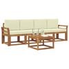 vidaXL Комплект дивани за открито 5 pcs Натурален и Крема