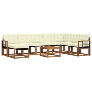 vidaXL Комплект дивани за открито 9 pcs Натурален и Крема