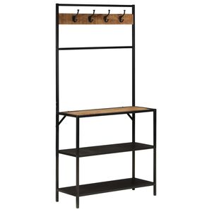 vidaXL Етажерка портманто 90x35x180 см масивно дърво манго и желязо