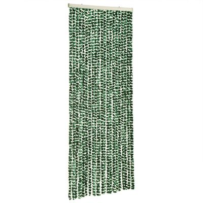 vidaXL Ресни за врата против мухи, зелено и бяло, 56x200 см, шенил