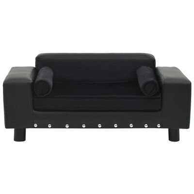 vidaXL Кучешки диван, черен, 81x43x31 см, плюш и изкуствена кожа