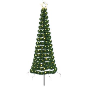 vidaXL LED коледна елха с гирлянди и шиш EKENAS 180 см
