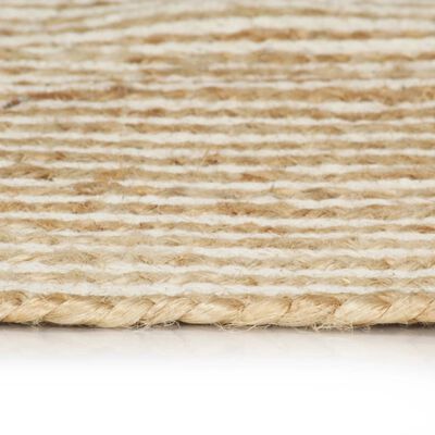vidaXL Ръчно тъкан килим от юта, дизайн на спирали, бял, 150 см