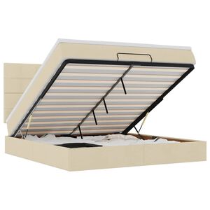 vidaXL Османска легло с матрак и LED, кремаво, 180x200 см, плат