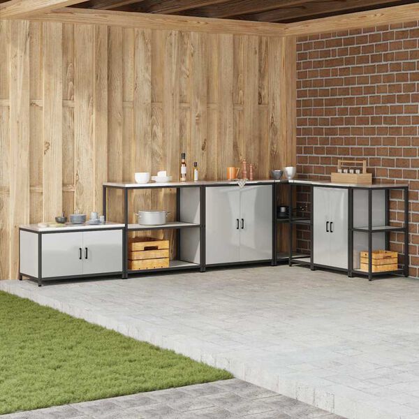 vidaXL Съхранение в кухнята с рафт Сребрист 60 x 50 x 92 см Стомана