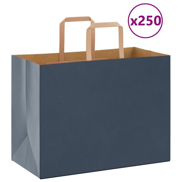 vidaXL Хартиени торбички 250 бр с дръжки сини 32x17x25 см