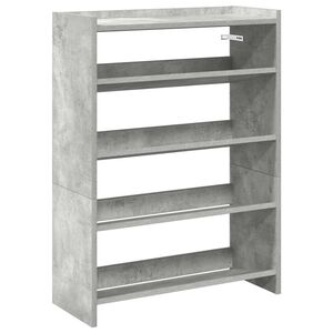 vidaXL Етажерка за обувки, бетонно сива, 60x25x81 см, инженерно дърво
