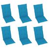 vidaXL Накланящи градински столове с възглавници, 6 бр, тик масив