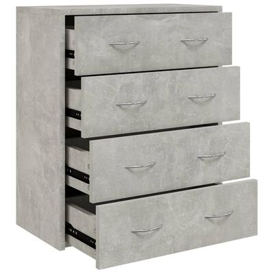 vidaXL Сайдборд с 4 чекмеджета, 60x30,5x71 см, бетонно сив