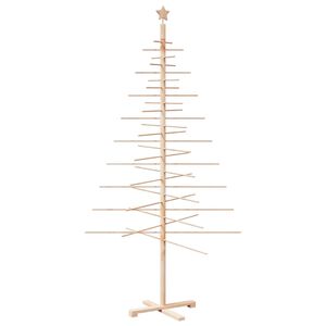 vidaXL Дървена коледна елха за декорация 210 cm масивна дървесина бор
