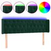 vidaXL LED горна табла за легло, тъмнозелена, 147x16x78/88 см, кадифе