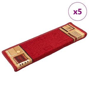 vidaXL Самозалепващи стелки за стълби, 5 бр, 65x21x4 см, червени