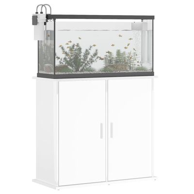 vidaXL Поставка за аквариум, бял гланц, 81x36x73 см, инженерно дърво