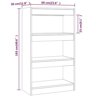 vidaXL Библиотека/разделител за стая, кафяв дъб, 60x30x103 см, ПДЧ