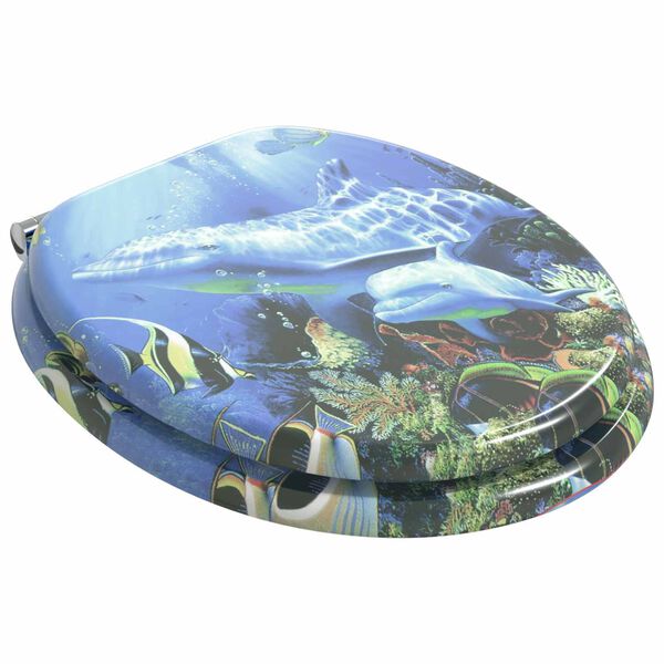 vidaXL Мека затваряща се тоалетна седалка Синьо 44 x 38 см ПДЧ