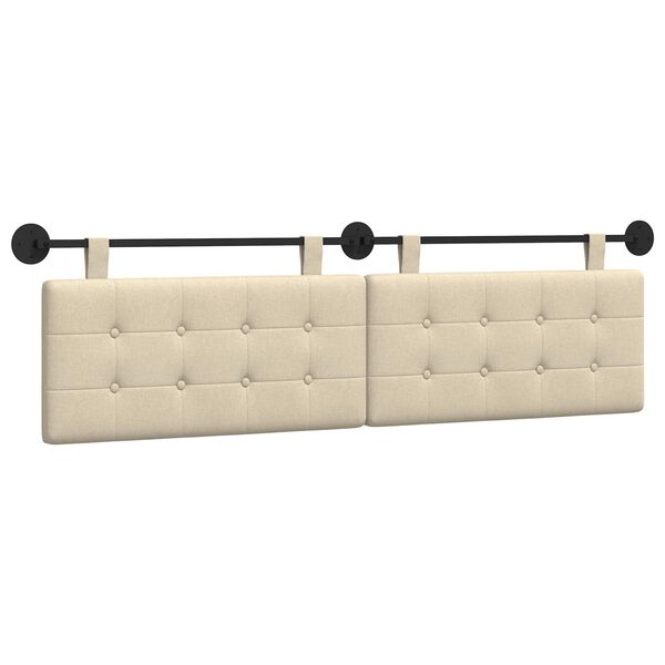 vidaXL Висяща табла Монтиране на стена Крем 190 x 55 x 5 см текстил