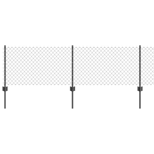 vidaXL Ограда с пост Сив 0,6 x 25 м Стомана и PVC