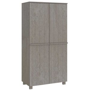 vidaXL Гардероб HAMAR, светлосив, 89x50x180 см, борово дърво масив
