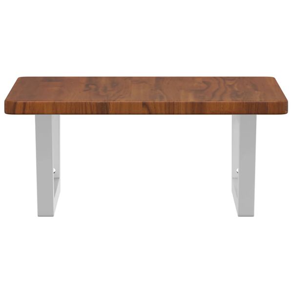 vidaXL Стенен рафт за мивка, стомана и масивно дърво дъб