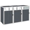 vidaXL Троен навес за кофи за боклук сив 213x81x121 см стомана