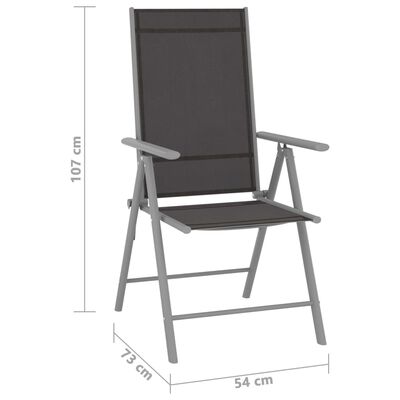 vidaXL Сгъваеми градински столове, 6 бр, Textilene, черни