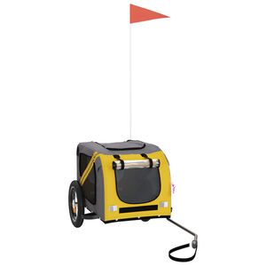 vidaXL Ремарке за колело за любимци жълт и сив Оксфорд плат и желязо