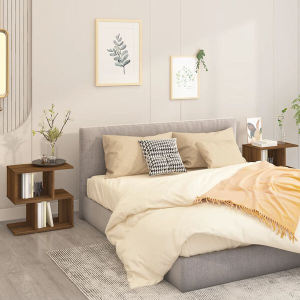 vidaXL Нощни шкафчета, 2 бр, кафяв дъб, 50x30x51,5 см, инженерно дърво