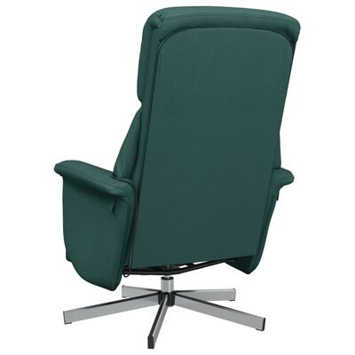 vidaXL Масажен реклайнер стол с поставка за крака, тъмнозелен, текстил